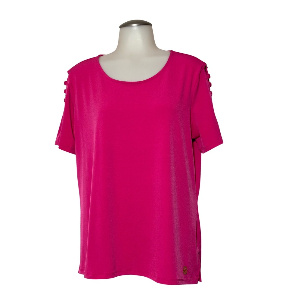 Michael Kors Top Women Pink Cutout Ladder Sleeve MK Emblem Excellent